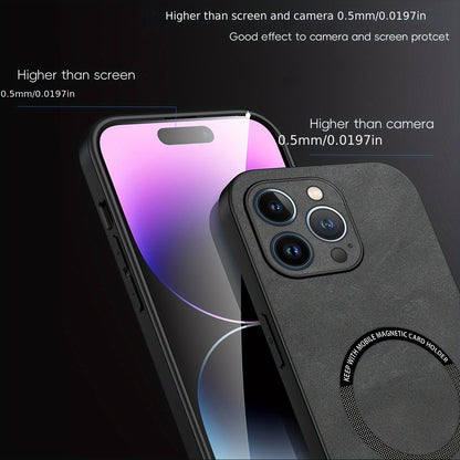 Yamba Artificial Leather Magnetic Phone Case Suitable For IPhone 15promax/15pro/15plus/15/14pro/13pro/13/12 Protective Case