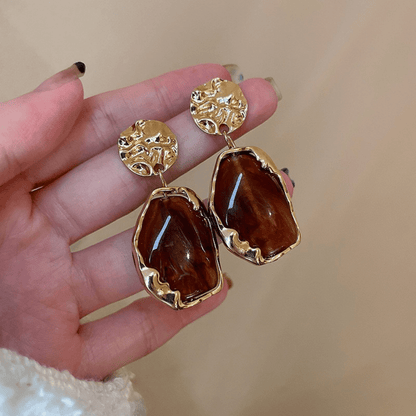 A pair of resin geometry earrings Fashion earrings Vintage irregular pendants temperament studs