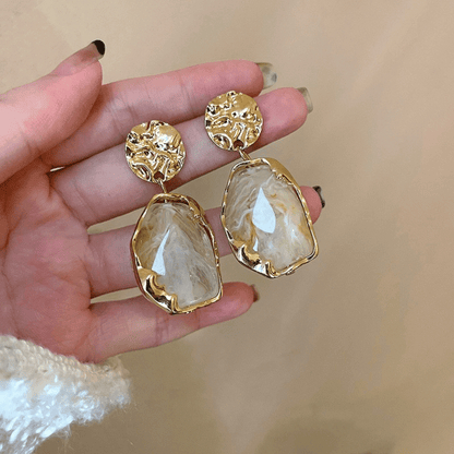 A pair of resin geometry earrings Fashion earrings Vintage irregular pendants temperament studs