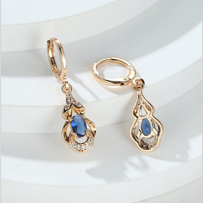 BAMOS Women's Elegant Bohemian Ethnic Statement Earrings - Large Teardrop Blue/Purple/Pink/Black/Green/Gray/White/Beige -like Luster, Dangle Hoops with Secure Hook Closure, Everyday & Valentine's Jewelry Gift for Parties, Yea