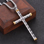 1pc Men's Religious Cross Pendant Choker Necklace - Stainless Steel Chain - Golden/Silvery Color - Fashion Jewelry - Perfect Gift for Men