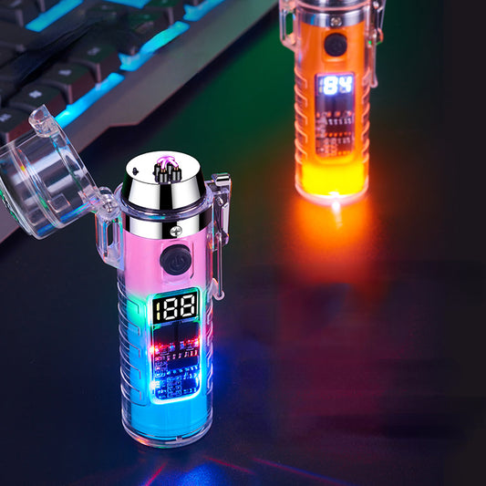 Rechargeable Electric Lighter - LED Intelligent Compass, Double Arc Flameless Fire, USB Powered, Portable, Water-Resistant, LED Flashlight, Exquisite Gift for Outdoor Enthusiasts, Men and Women, Perfect for Survival, Camping,