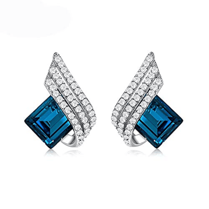 Luxurious Blue Angel Wings Pendant Necklace Set - Alloy Craftsmanship, Sparkling Jewelry Gift for Men and Women