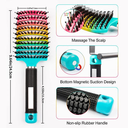 1pc Curved Vented Professional Detangling Hair Brush | Magic Scalp Massage Comb for Women, Ideal for Wet Curly Hair, Styling Tool, ABS Plastic Handle, Nylon Bristles - Perfect Christmas Gift for Friends/Relatives