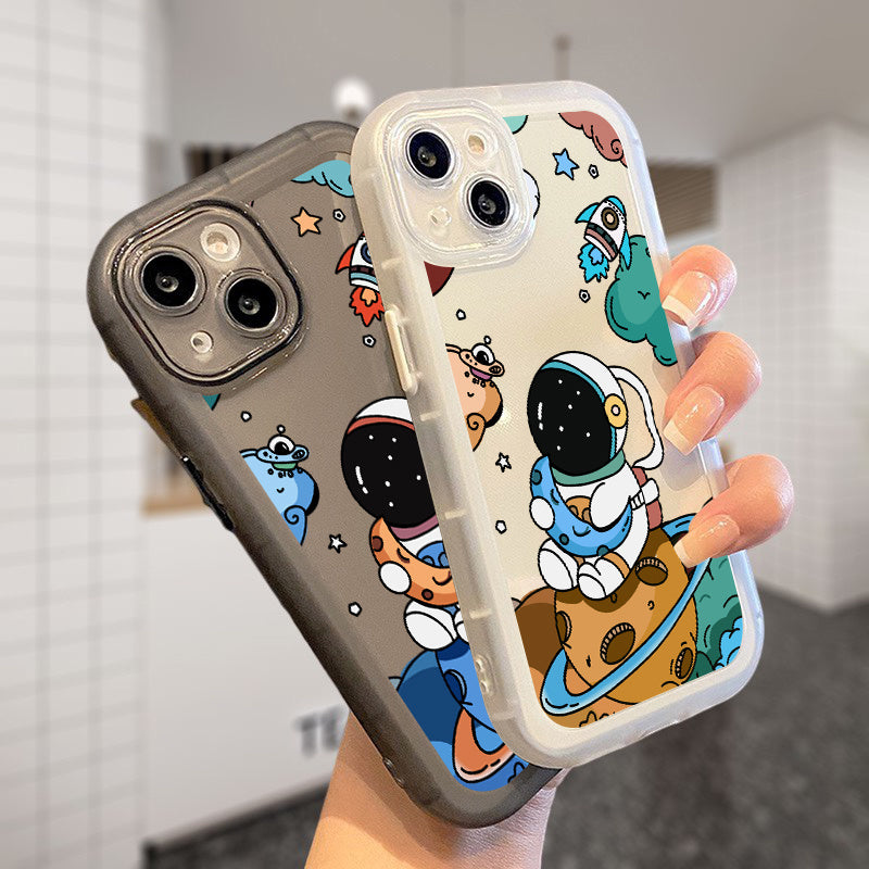 2pcs Wonderful Astronauts Graphic Luxury Shockproof Phone Case For IPhone 15/11/14/13/12 Pro Max/XR/XS/7/8 Plus Shockproof Soft Matte Lens Protective Cover