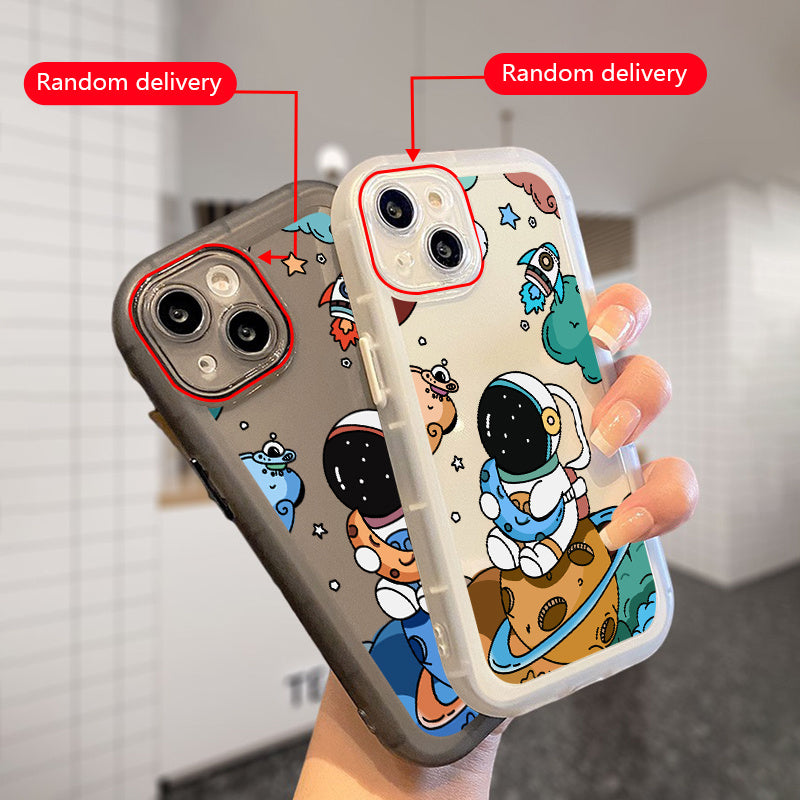 2pcs Wonderful Astronauts Graphic Luxury Shockproof Phone Case For IPhone 15/11/14/13/12 Pro Max/XR/XS/7/8 Plus Shockproof Soft Matte Lens Protective Cover