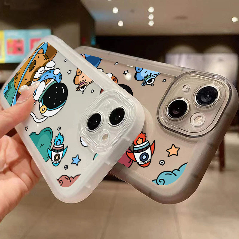 2pcs Wonderful Astronauts Graphic Luxury Shockproof Phone Case For IPhone 15/11/14/13/12 Pro Max/XR/XS/7/8 Plus Shockproof Soft Matte Lens Protective Cover