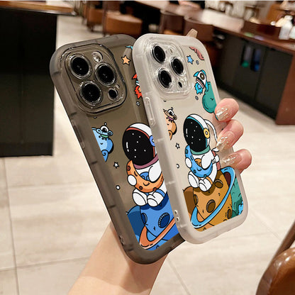 2pcs Wonderful Astronauts Graphic Luxury Shockproof Phone Case For IPhone 15/11/14/13/12 Pro Max/XR/XS/7/8 Plus Shockproof Soft Matte Lens Protective Cover