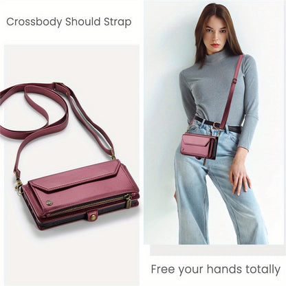 Long Lanyard PU Flip Leather Phone Case For IPhone 15 14 13 12 11Pro Max Mini XR XS 8 7 Plus SE 2022 Zipper Wallet Card Bags Cover
