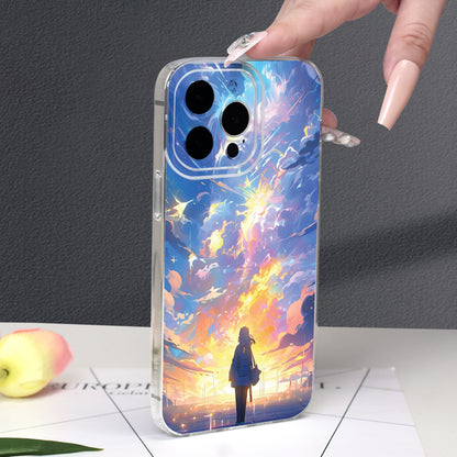 Your Name Anime Sunset Beauty Transparent Phone Case Painted TPU Phone Case Wear-resistant And Anti-fall Suitable For IPhone 15/14/13/12/11 Plus Pro Max