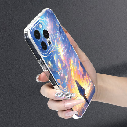 Your Name Anime Sunset Beauty Transparent Phone Case Painted TPU Phone Case Wear-resistant And Anti-fall Suitable For IPhone 15/14/13/12/11 Plus Pro Max
