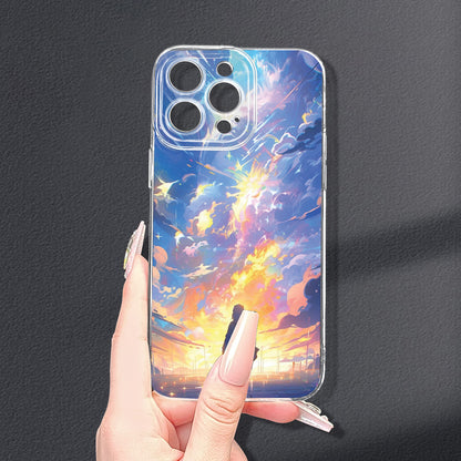 Your Name Anime Sunset Beauty Transparent Phone Case Painted TPU Phone Case Wear-resistant And Anti-fall Suitable For IPhone 15/14/13/12/11 Plus Pro Max