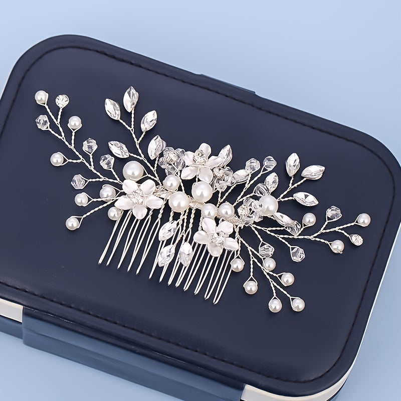 Crystal Bridal Hair Comb, Faux Pearl Wedding Hair Comb, Bridal Comb, Hair Pin For Wedding, Bridal Hair Piece, Hair Accessory