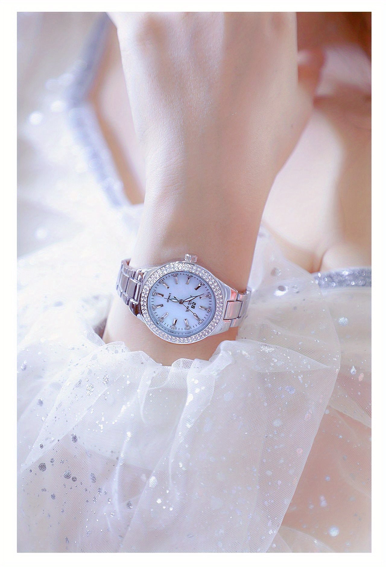 Rhinestone Decor Quartz Watch Casual Analog Party Dress Watch, Gift For Mother's Day Valentine's Day