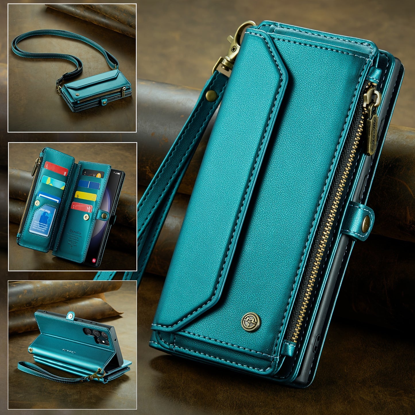 New Wallet Phone Case Wrist Shoulder Strap Lanyard Flip Magnetic Clasp Card Holder Kickstand Women Small Crossbody Handbag For Samsung Galaxy Note10+ 20 S24 S23 S22 S21 S20 S10 Plus Ultra FE Coin Purse A01 A04 A12 A13 A14 A22