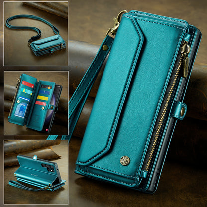 New Wallet Phone Case Wrist Shoulder Strap Lanyard Flip Magnetic Clasp Card Holder Kickstand Women Small Crossbody Handbag For Samsung Galaxy Note10+ 20 S24 S23 S22 S21 S20 S10 Plus Ultra FE Coin Purse A01 A04 A12 A13 A14 A22