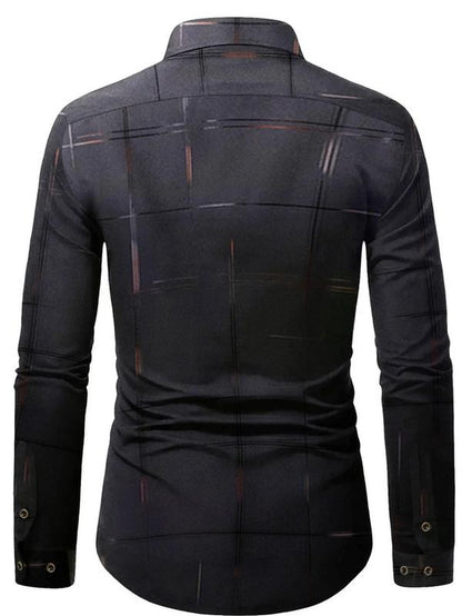 Men'S All over Print Long Sleeve Dress Shirt, Regular Fit Casual Business Collared Button Shirt for Work Office, Fashion Men'S Clothes for All Seasons, Button Decor Shirts