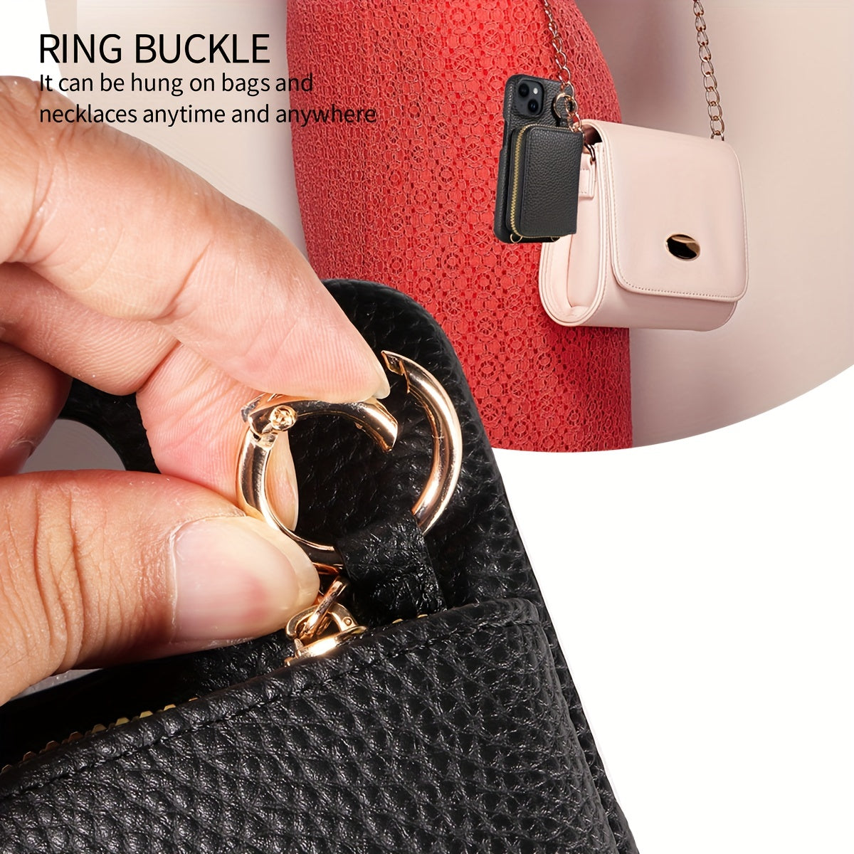 Leather Phone Case with Zipper Lanyard, Wallet, and Card Holder for iPhone (Multiple Models) - Anti-Drop and Convenient