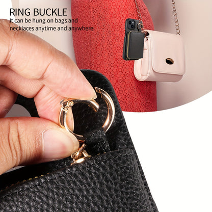 Leather Phone Case with Zipper Lanyard, Wallet, and Card Holder for iPhone (Multiple Models) - Anti-Drop and Convenient
