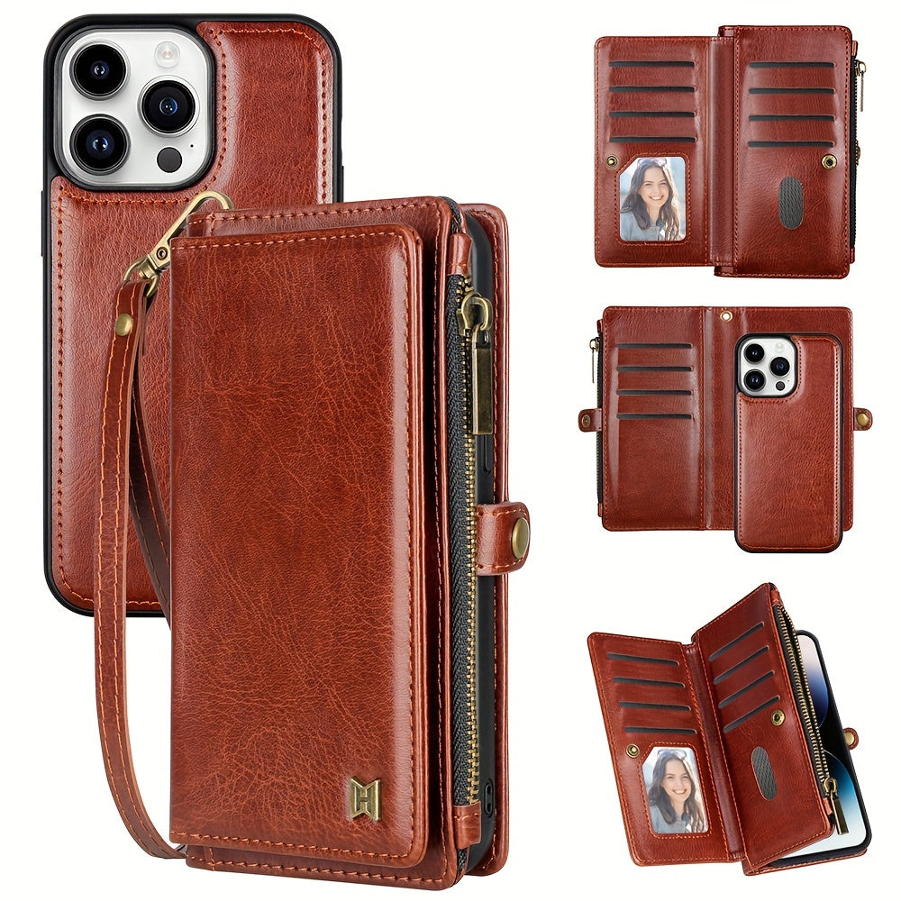 Wallet Zipper Magnetic Handbag Phone Case For IPhone 11 12 13 14 15 Pro Plus ProMax