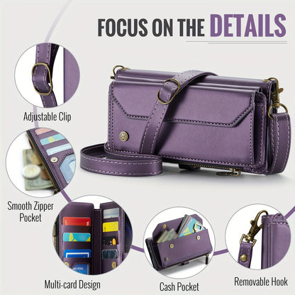 New Wallet Phone Case Wrist Shoulder Strap Lanyard Flip Magnetic Clasp Card Holder Kickstand Women Small Crossbody Handbag For Samsung Galaxy Note10+ 20 S24 S23 S22 S21 S20 S10 Plus Ultra FE Coin Purse A01 A04 A12 A13 A14 A22