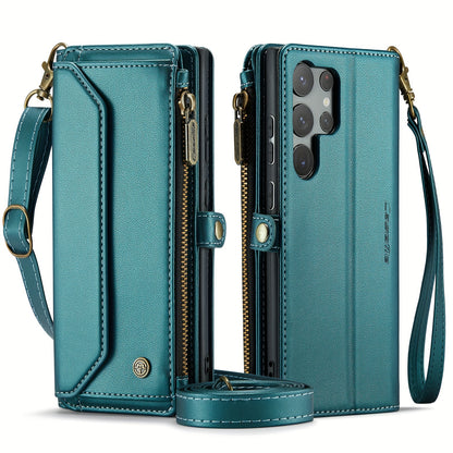 New Wallet Phone Case Wrist Shoulder Strap Lanyard Flip Magnetic Clasp Card Holder Kickstand Women Small Crossbody Handbag For Samsung Galaxy Note10+ 20 S24 S23 S22 S21 S20 S10 Plus Ultra FE Coin Purse A01 A04 A12 A13 A14 A22
