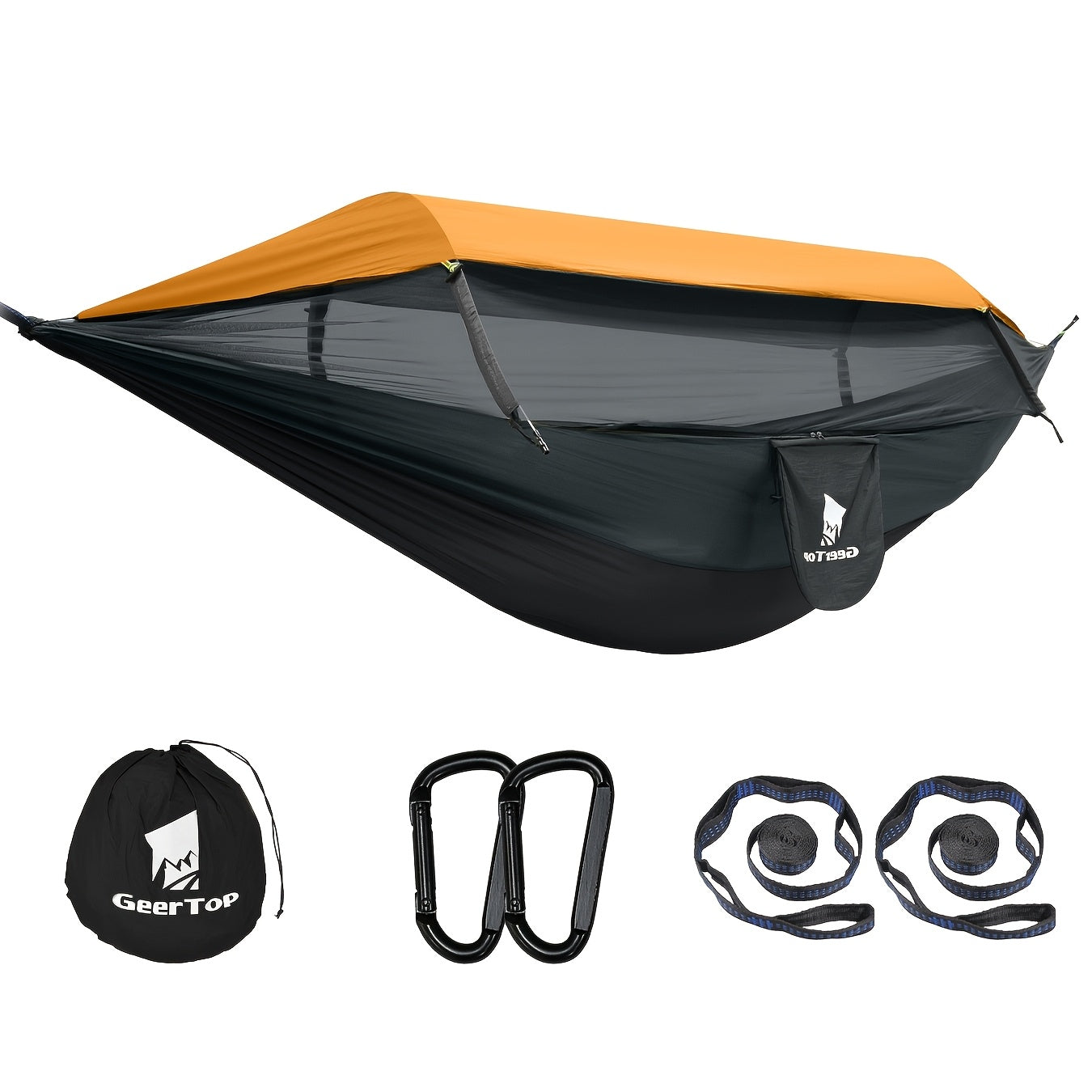GEERTOP 3in 1 Outdoor Hammock with Mosquito Net Sun Shelter, Double Sleep Rest Camping Hammock for Backpacking Travel Garden Park