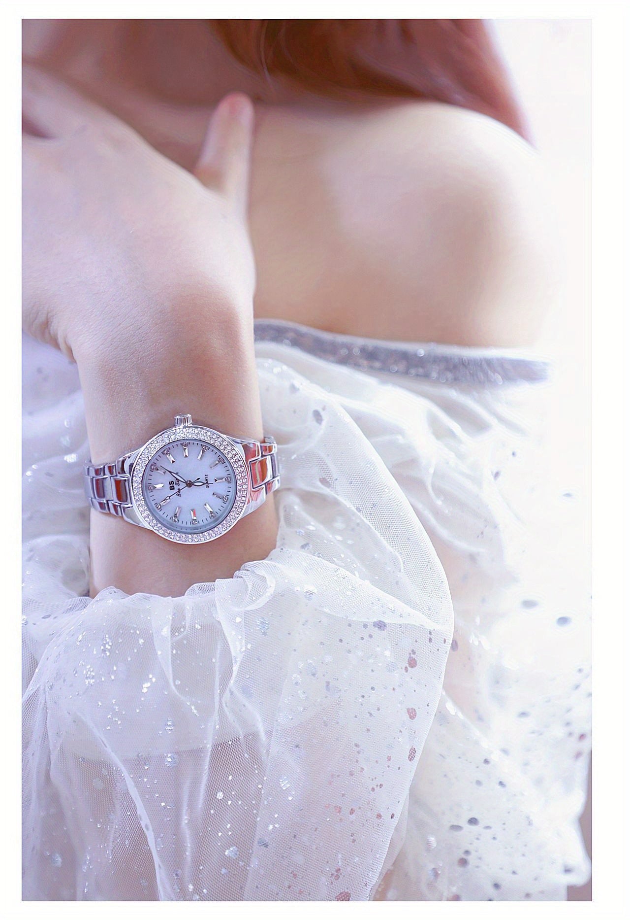 Rhinestone Decor Quartz Watch Casual Analog Party Dress Watch, Gift For Mother's Day Valentine's Day