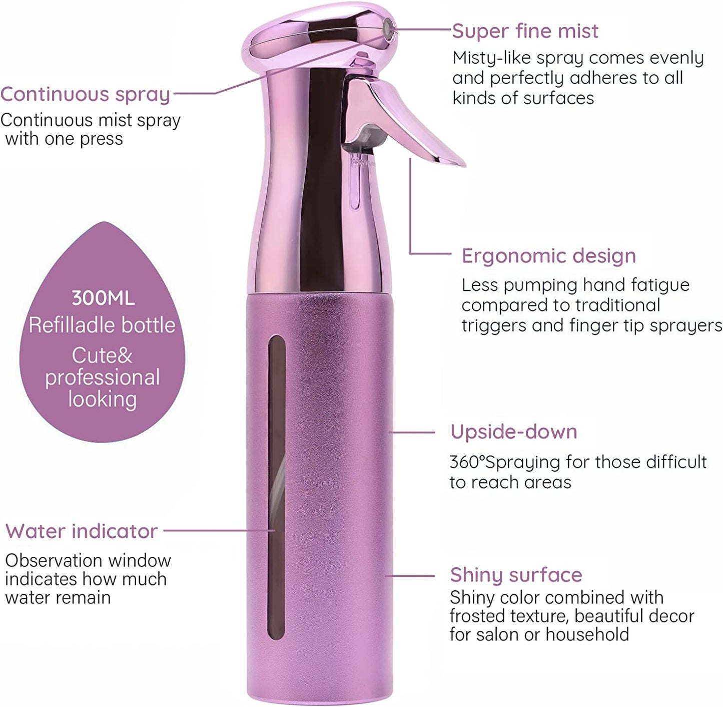 [Automatic Spray Bottle] 1pcs Automatic High-pressure 300ml Electroplating Continuous Spray Bottle | Hairdressing Alcohol Disinfection Spray Bottle