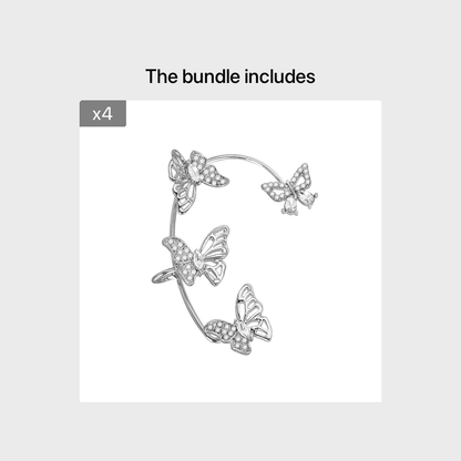 Women'S Elegant Butterfly Ear Cuffs - No-Piercing Ear Hooks, Synthetic Gemstone Accents, Everyday & Formal Jewelry for Parties, Weddings, Everyday Outfits - Non-Piercing Ear Clips for Sensitive Light Beige, Party Accessories,
