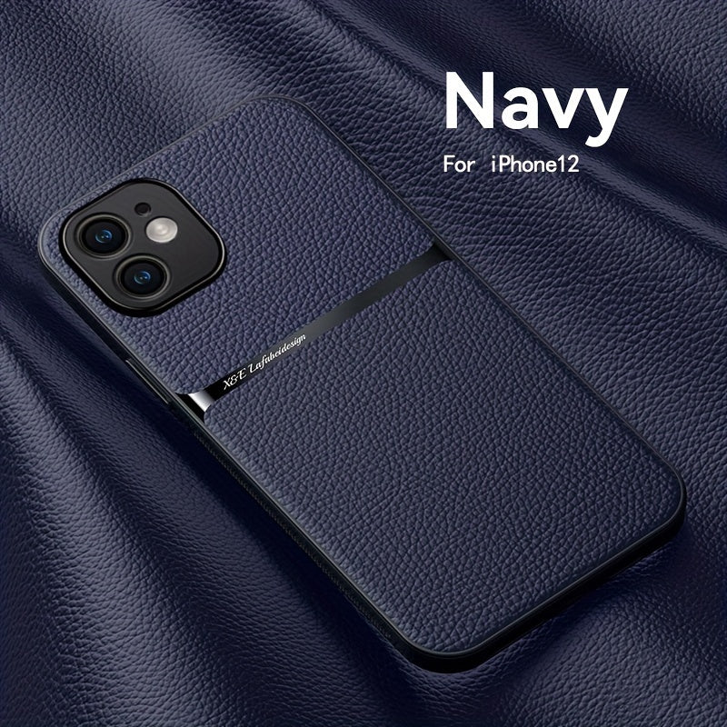 Litchi Pattern PU Leather Phone Case For Iphone15promax With Built-in Magnetic Suction 14 Promax Luxury Style 11 PU Leather 13 Promax Full Package Fall Protection Case