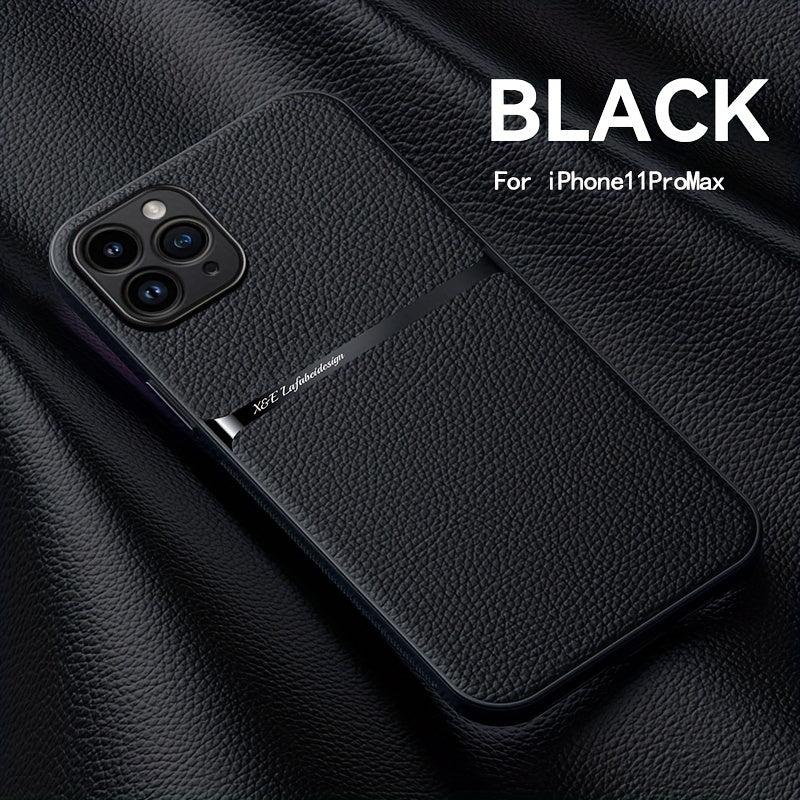 Litchi Pattern PU Leather Phone Case For Iphone15promax With Built-in Magnetic Suction 14 Promax Luxury Style 11 PU Leather 13 Promax Full Package Fall Protection Case