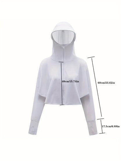 Solid Color Sunscreen Hoodie Jacket - Ultra-Protective, Breathable & Ventilated One-Piece Design for Outdoor Adventures - Ideal for Cycling, Hiking, and Fishing