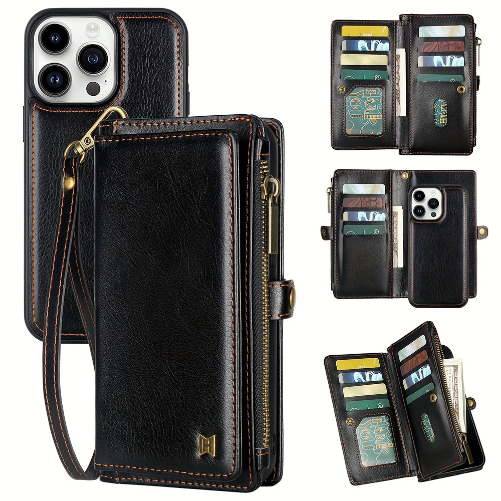 Wallet Zipper Magnetic Handbag Phone Case For IPhone 11 12 13 14 15 Pro Plus ProMax