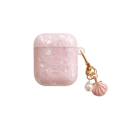 Pink Shell Pattern Case - Plus Shell Pendant, Durable Protective Case for AirPods Pro 2nd Gen, AirPod 1/2, AirPod 3