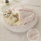 [Warm|Pet Bed] 2-in-1 Round Warm Pet Bed | Polyester Cat Bed, Long Plush, Winter, with Sleeping Bag Sofa Cushion for Cat