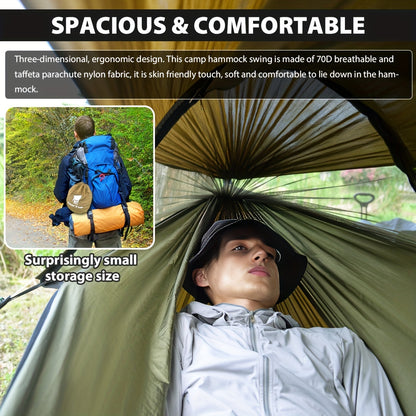 GEERTOP 3in 1 Outdoor Hammock with Mosquito Net Sun Shelter, Double Sleep Rest Camping Hammock for Backpacking Travel Garden Park