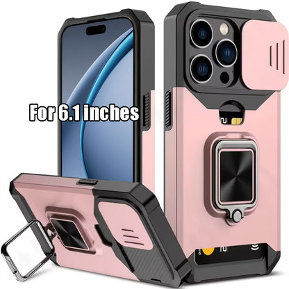 Heavy-Duty Shockproof Phone Case with a Metal Stand And Card Slot, Compatible with for iphone 17 Pro Max, 16 Pro Max, 15 Pro Max, And 14 Pro Max.