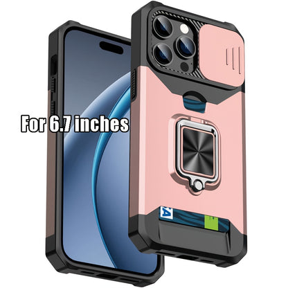 Heavy-Duty Shockproof Phone Case with a Metal Stand And Card Slot, Compatible with for iphone 17 Pro Max, 16 Pro Max, 15 Pro Max, And 14 Pro Max.