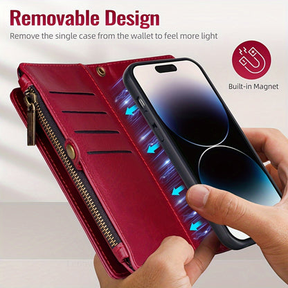 Wallet Zipper Magnetic Handbag Phone Case For IPhone 11 12 13 14 15 Pro Plus ProMax