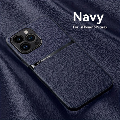 Litchi Pattern PU Leather Phone Case For Iphone15promax With Built-in Magnetic Suction 14 Promax Luxury Style 11 PU Leather 13 Promax Full Package Fall Protection Case