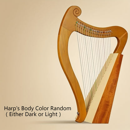 19 String 15 String Lyre Harp Mahogany Solid Wooden High Quality Portable Musical Instrument Stringed Instrument with Tuning Wrench Eid Al-Adha Mubarak
