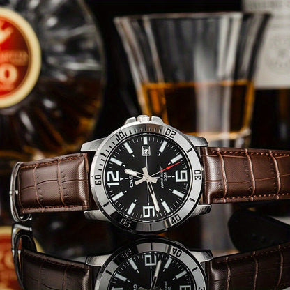 CASIO Authentic Quartz Watch - Original Design with Calendar, 50M Water Resistant, Analog Dial - Stylish Genuine Leather Strap for Men and Women