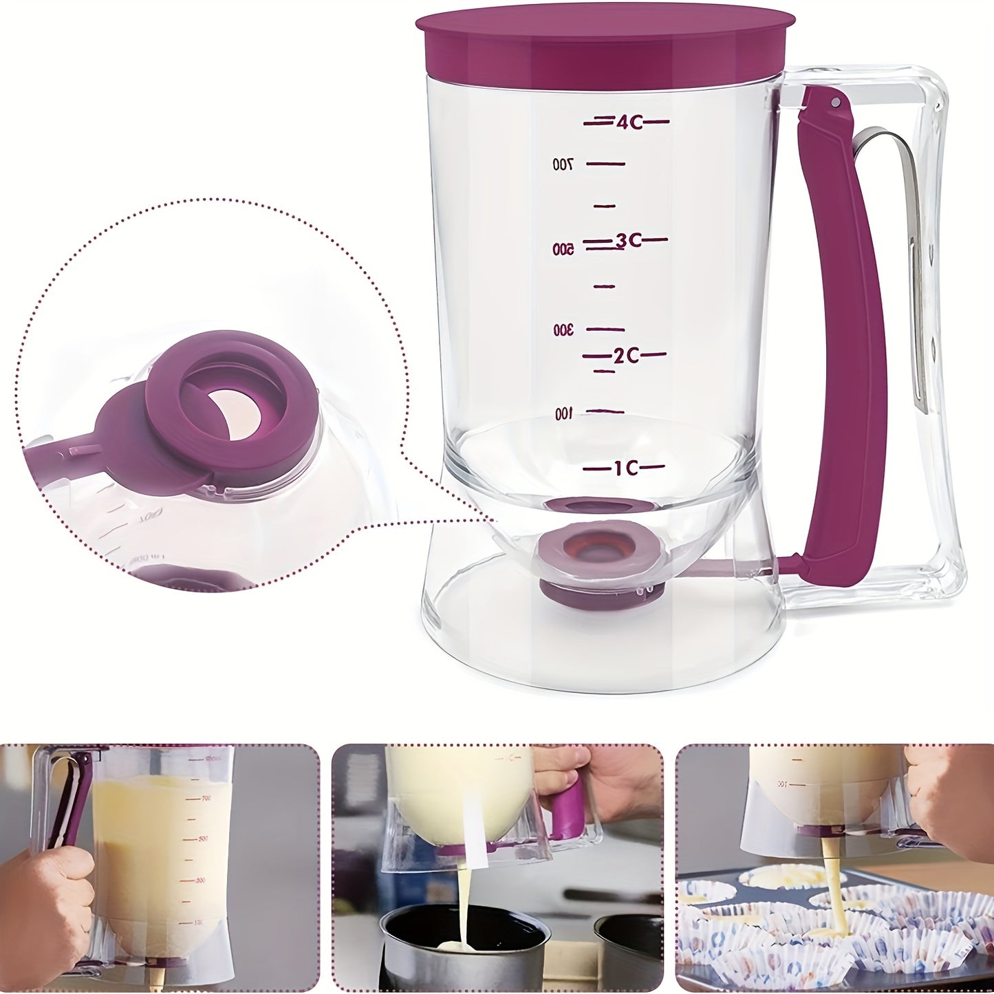 1pc Pancake Cupcake Batter Dispenser, Batter Separator Bakeware Maker with Measuring Label, Perfect Baking Tool for Cupcakes, Waffles, Muffin Mix, or Any Baked Goods