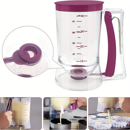 1pc Pancake Cupcake Batter Dispenser, Batter Separator Bakeware Maker with Measuring Label, Perfect Baking Tool for Cupcakes, Waffles, Muffin Mix, or Any Baked Goods