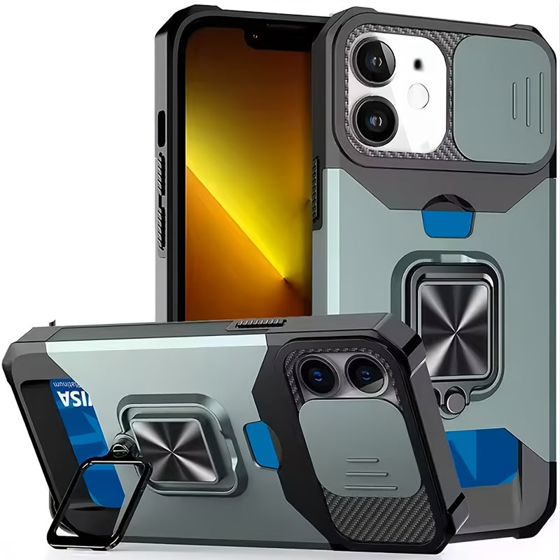 Heavy-Duty Shockproof Phone Case with a Metal Stand And Card Slot, Compatible with for iphone 17 Pro Max, 16 Pro Max, 15 Pro Max, And 14 Pro Max.