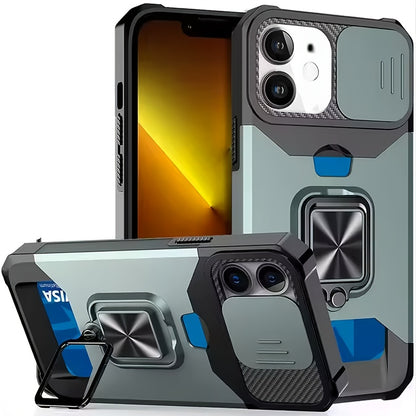 Heavy-Duty Shockproof Phone Case with a Metal Stand And Card Slot, Compatible with for iphone 17 Pro Max, 16 Pro Max, 15 Pro Max, And 14 Pro Max.