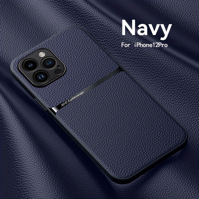 Litchi Pattern PU Leather Phone Case For Iphone15promax With Built-in Magnetic Suction 14 Promax Luxury Style 11 PU Leather 13 Promax Full Package Fall Protection Case