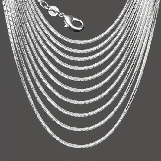 10pcs Classic Simple 925-silver-plated Snake Bone Pattern Chain For Jewelry Making Accessories Necklace Bracelet Handmade Material Art Craft