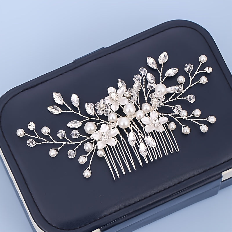 Crystal Bridal Hair Comb, Faux Pearl Wedding Hair Comb, Bridal Comb, Hair Pin For Wedding, Bridal Hair Piece, Hair Accessory